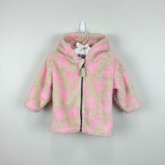 Hanna Andersson Baby Marshmallow Jacket Light Oat Hearts 75 cm 12-18 Months - Picture 1 of 6
